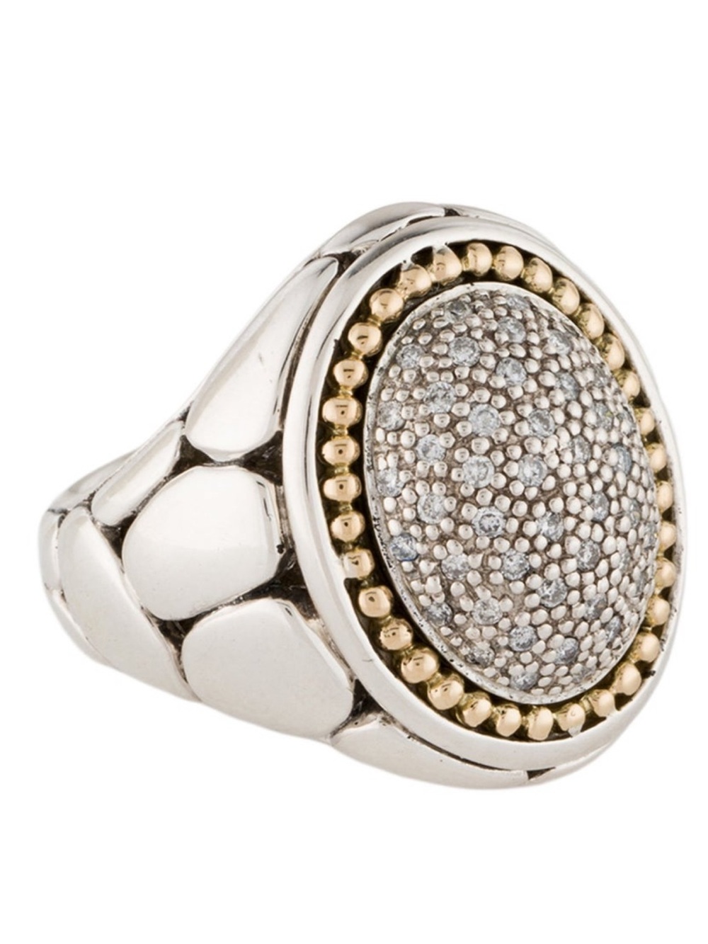 Effy Sterling Silver & 18 gold Two-Tone Pavé Oval Statement Ring - Silver & Gold